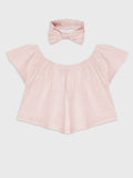 Short Sleeve Cropped Blouse With Headband