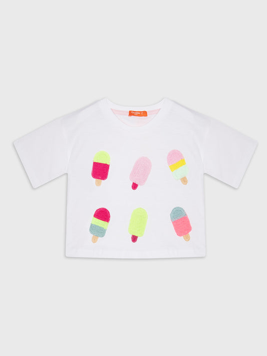 Short Sleeve Ice Cream Cropped Blouse