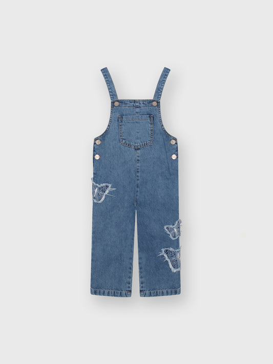 Girls’ Butterfly Denim Dungarees