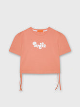 Short Sleeve Crop Blouse "Smile" Print