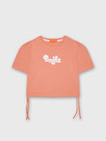 Short Sleeve Crop Blouse "Smile" Print