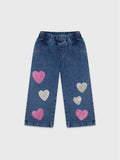 Heart-Embroidered Denim Jeans