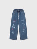 Denim Printed Pants