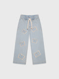 Denim Pants With Butterfly Embellished