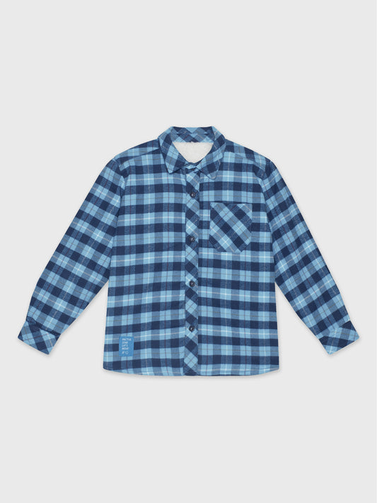 Long Sleeved Fur-lined Checkered Shirt