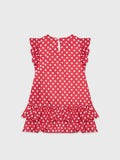 Sleeveless Polka Dot Ruffle Dress With Headband