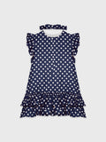 Sleeveless Polka Dot Ruffle Dress With Headband