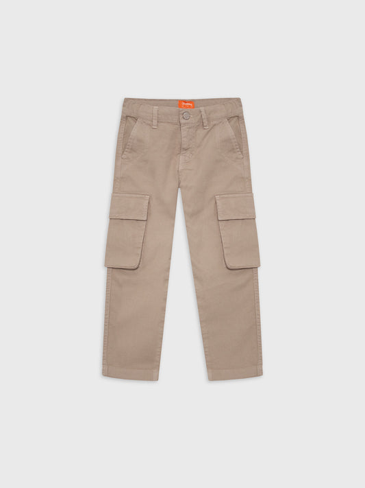 Gabardine Cargo Wide Leg Pants