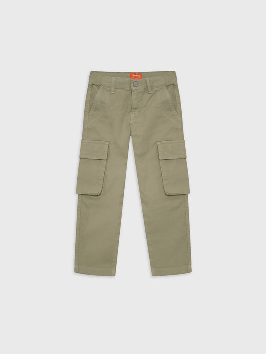 Gabardine Cargo Wide Leg Pants