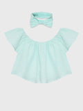 Short Sleeve Cropped Blouse With Headband
