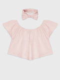 Short Sleeve Cropped Blouse With Headband