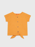 Short Sleeve Cropped Tie-Up Blouse