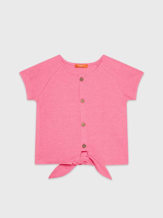Short Sleeve Cropped Tie-Up Blouse
