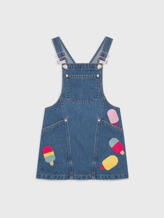 Ice Cream Denim Pinafore Dress