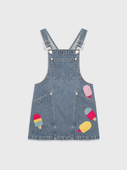 Ice Cream Denim Pinafore Dress