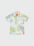 Short Sleeve Leaves Printed Shirt
