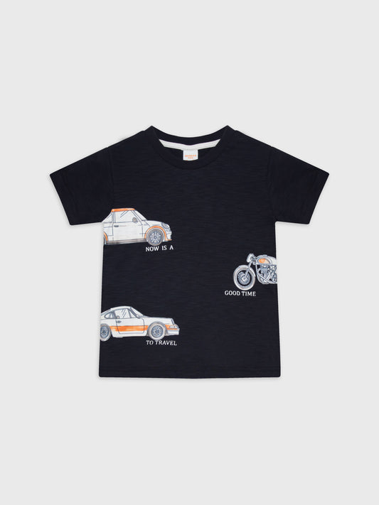 Short Sleeve Car Printed T-Shirt