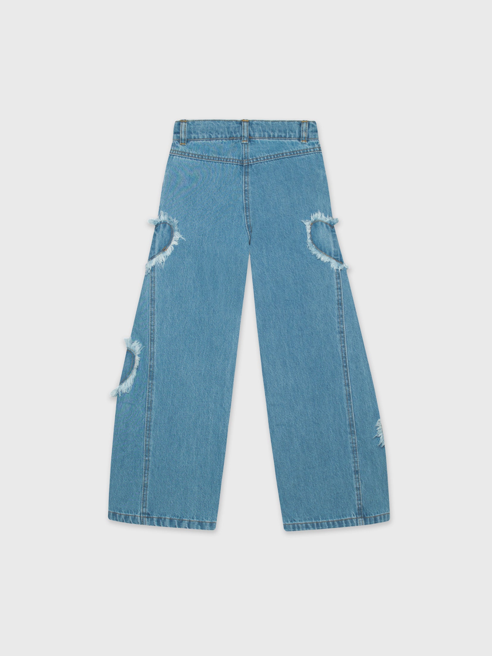 Wide Leg Heart Denim Pants