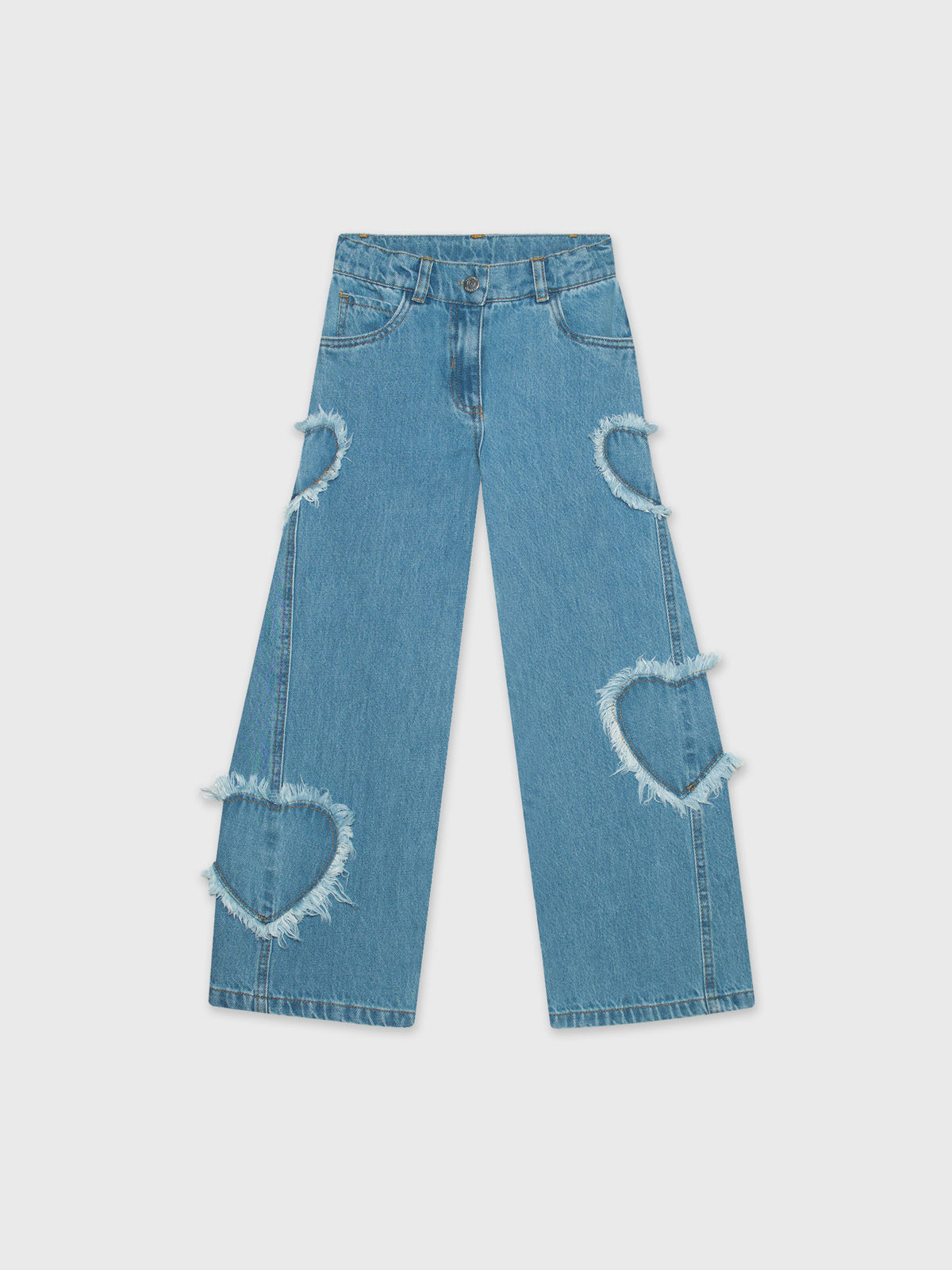 Wide Leg Heart Denim Pants