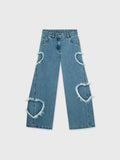 Wide Leg Heart Denim Pants