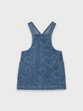 Heart Pattern Denim Pinafore Dress