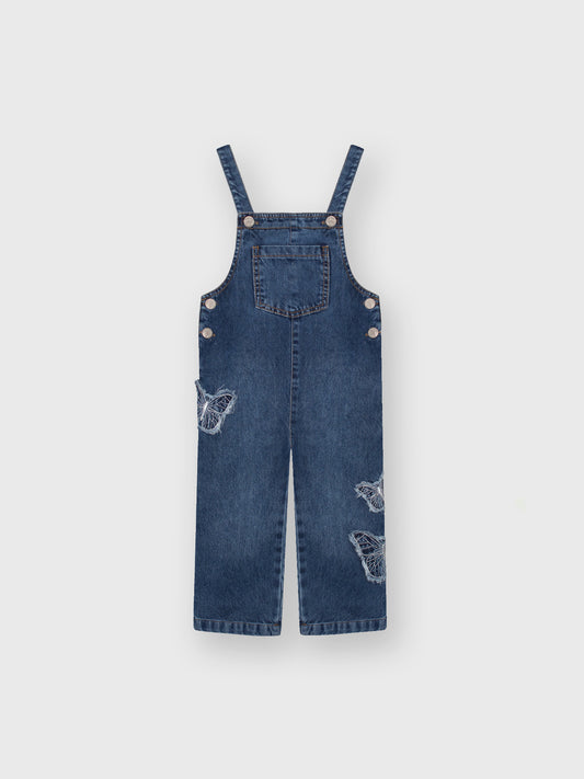 Girls’ Butterfly Denim Dungarees