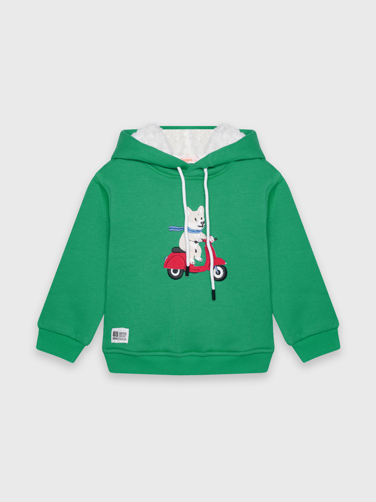 Long Sleeved Dog Embroidered Hoodie