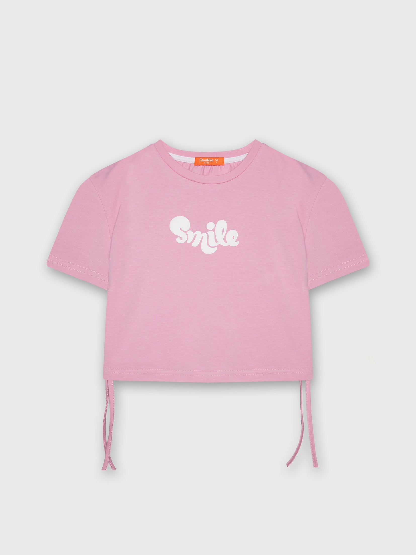 Short Sleeve Crop Blouse "Smile" Print