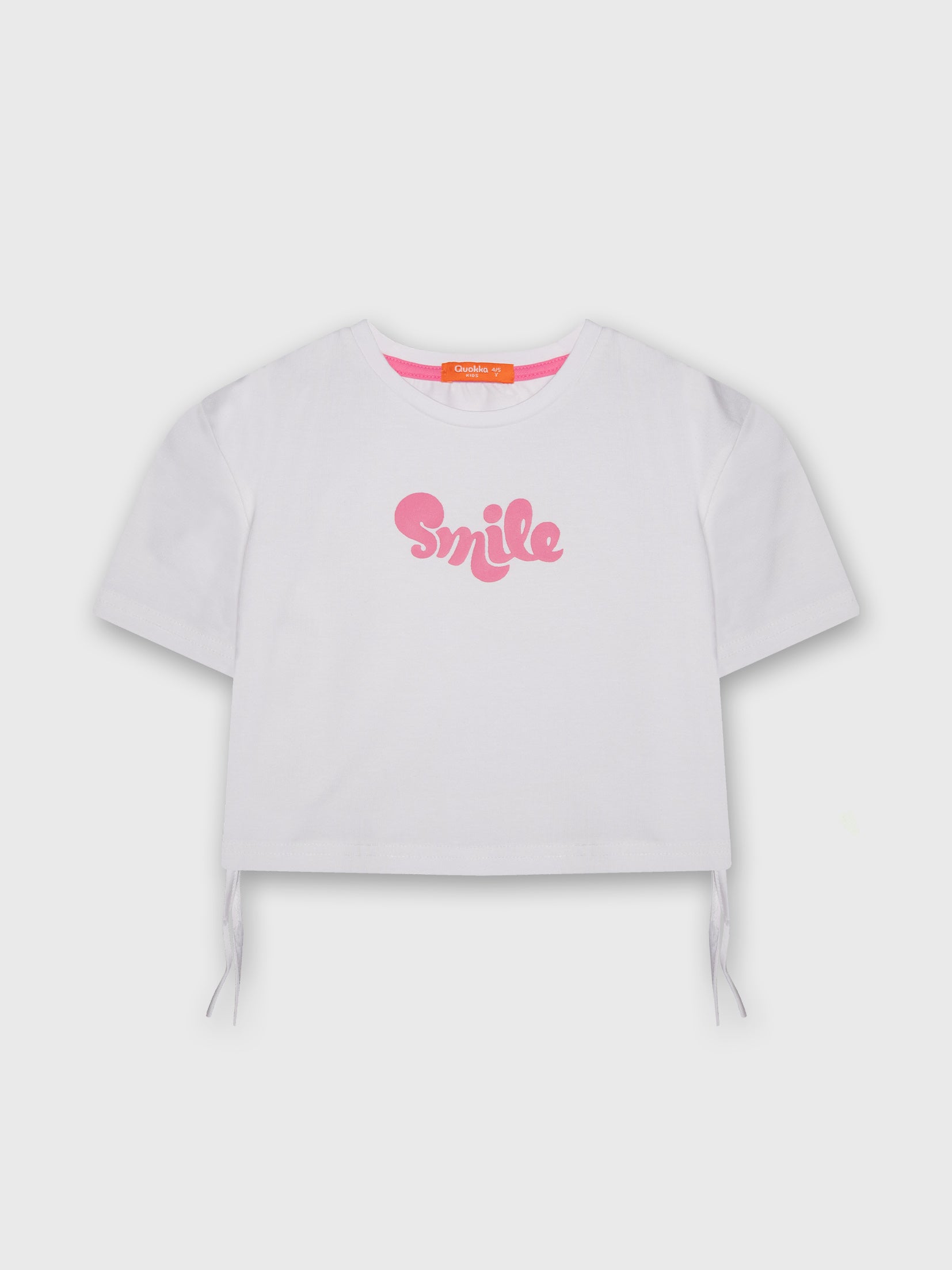 Short Sleeve Crop Blouse "Smile" Print