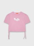 Short Sleeve Crop Blouse "Smile" Print