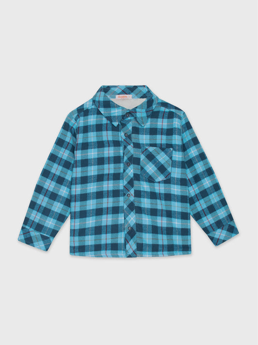 Long Sleeved Fur-lined Checkered Shirt