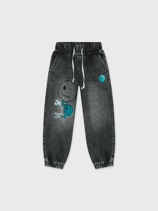 Casual Printed Denim Pants