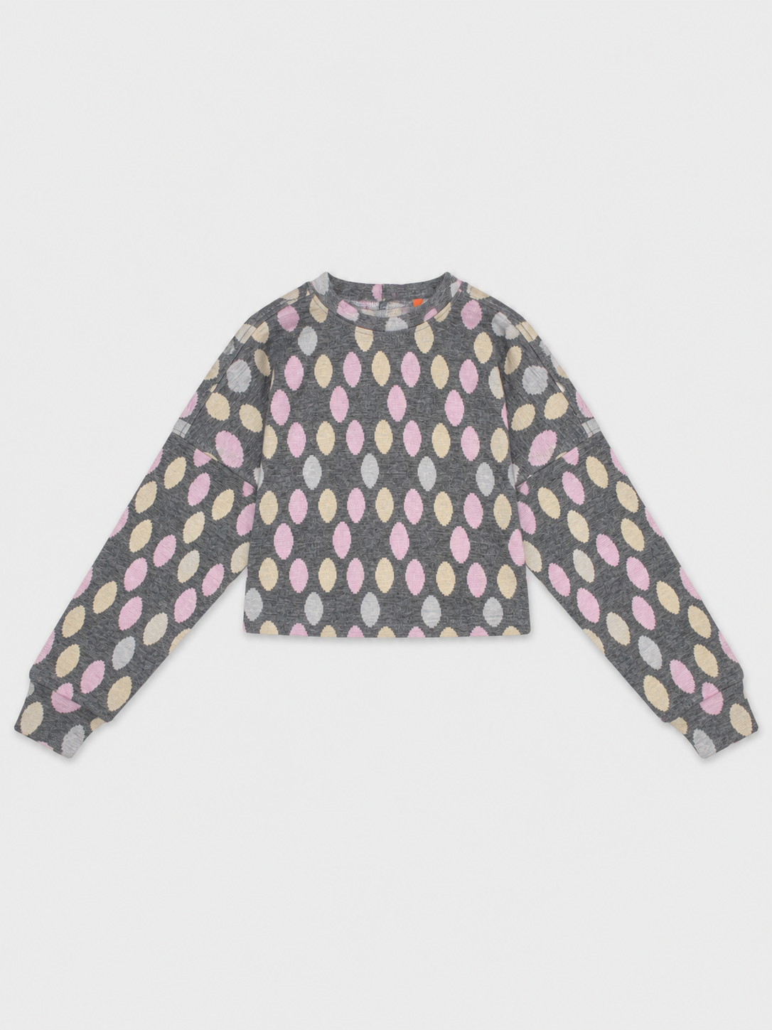 Long Sleeved Cropped Dot Knit Sweatshirts