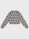 Long Sleeved Cropped Dot Knit Sweatshirts