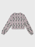 Long Sleeved Cropped Dot Knit Sweatshirts