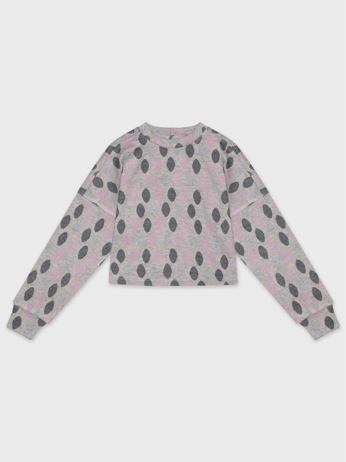 Long Sleeved Cropped Dot Knit Sweatshirts