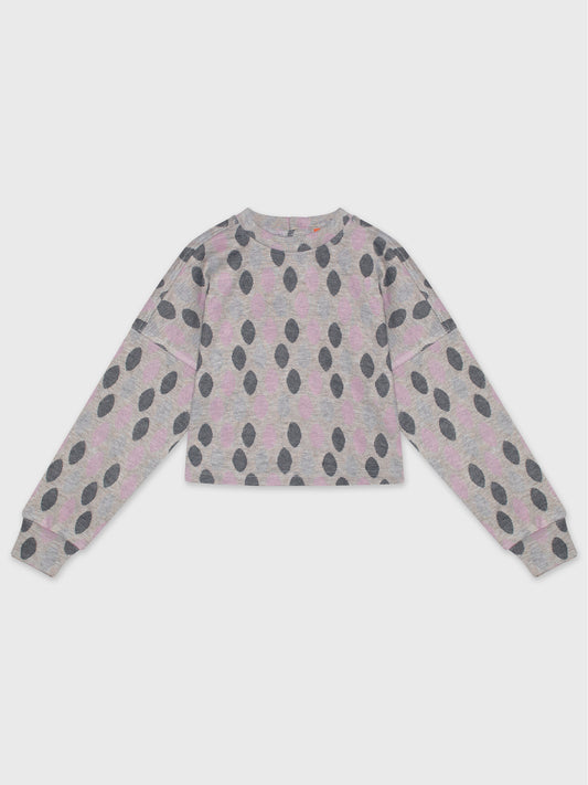 Long Sleeved Cropped Dot Knit Sweatshirts
