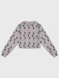 Long Sleeved Cropped Dot Knit Sweatshirts