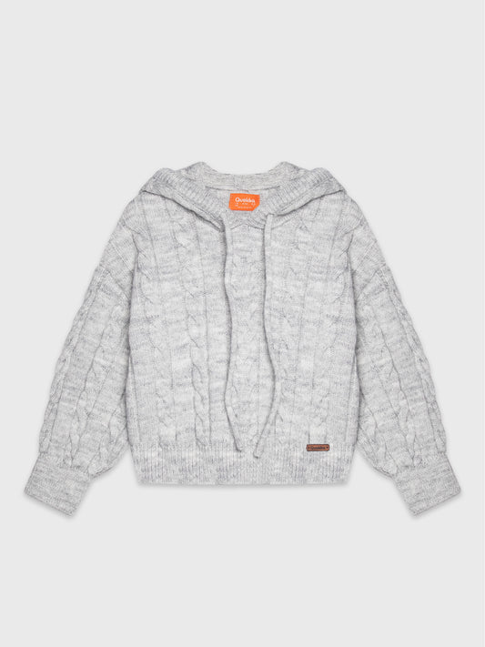 Cropped Cozy Knit Pullover Hoodie