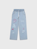 Denim Printed Pants