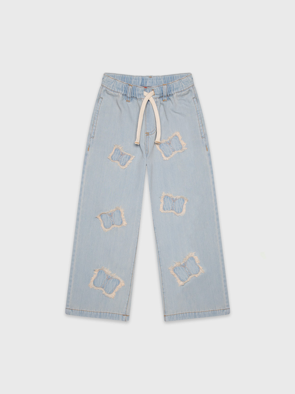 Denim Pants With Butterfly Embellished