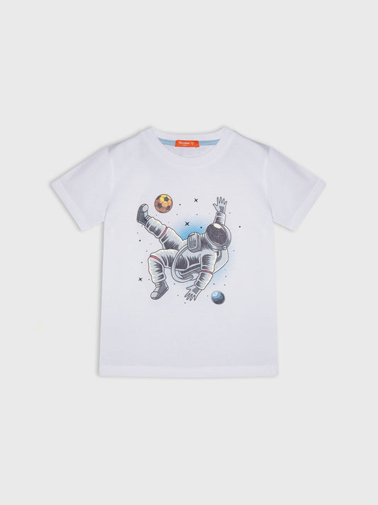 Short Sleeve Printed "Astronaut Player" T-Shirt