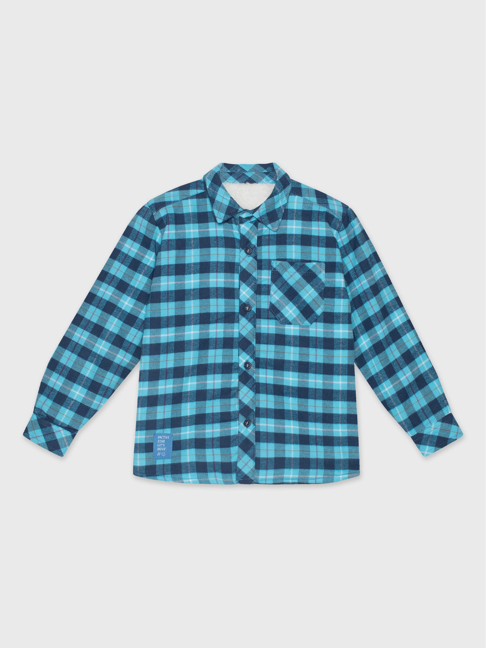 Long Sleeved Fur-lined Checkered Shirt